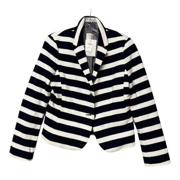 GAP The Academy Blazer Blue White Striped Double Button Closure Size 8 NWT - Picture 1 of 7